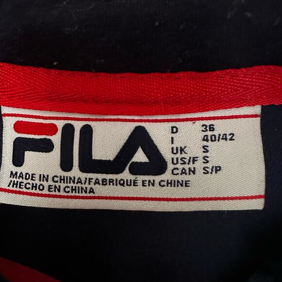 UNISEX Retro FILA Velour Track Men SZ S TOP CONDITION Hooded Navy Maureen Jacket - Picture 3 of 16